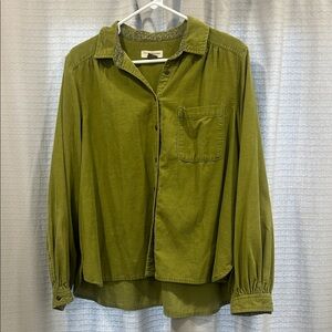 Anthropologie Olive Button Down Shirt